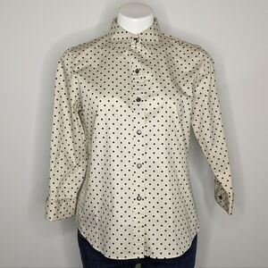 ✨3/$15  Foxcroft black & off white polkadot button up shirt 6